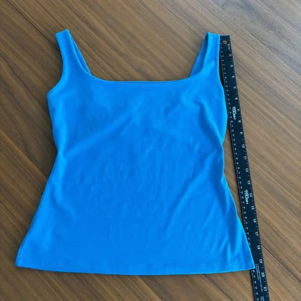 Susana Monaco Blue Essential Everyday Tank Top Square Neck Summer Top Size Large - Image 5