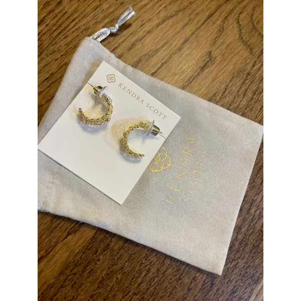Kendra Scott Krista Lace Huggie Earrings Gold Tone NWT 9608873774 - Image 5