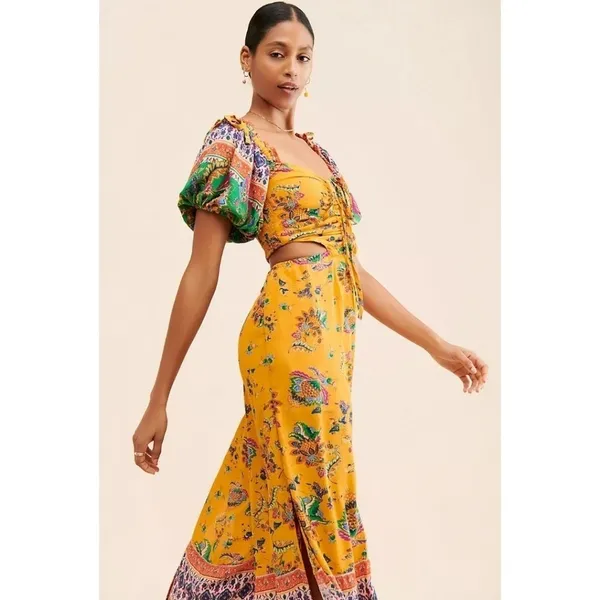 Free People Boho Bali Citrus Skies Jumpsuit Size S/P - Image 3