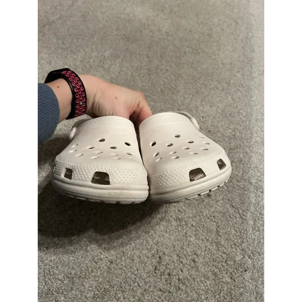 Crocs White Rubber Clogs Men's Size 6 Women's‎ 8 Preowned Stained - Image 5
