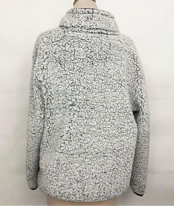 Victoria’s Secret PINK gray Sherpa half zip pullover sweatshirt large - Image 3