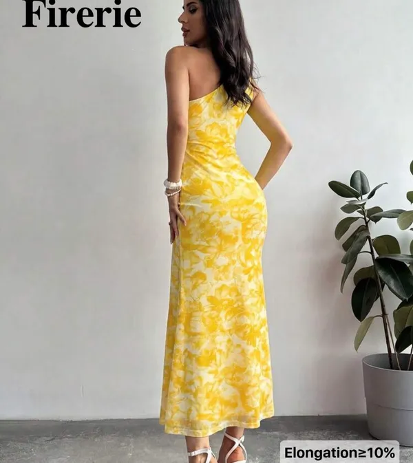 Yellow flower dress Size M - Image 2