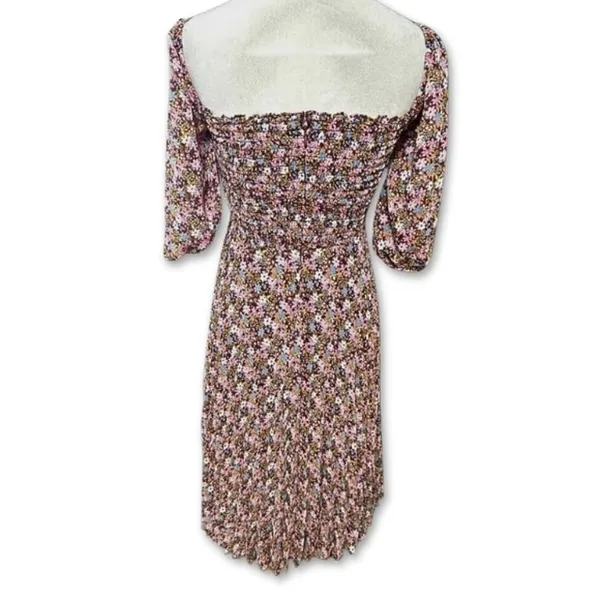 BCBGeneration floral Smocked Mini Dress Square Neck Bubble Sleeve 0 NWOT Cottage - Image 6