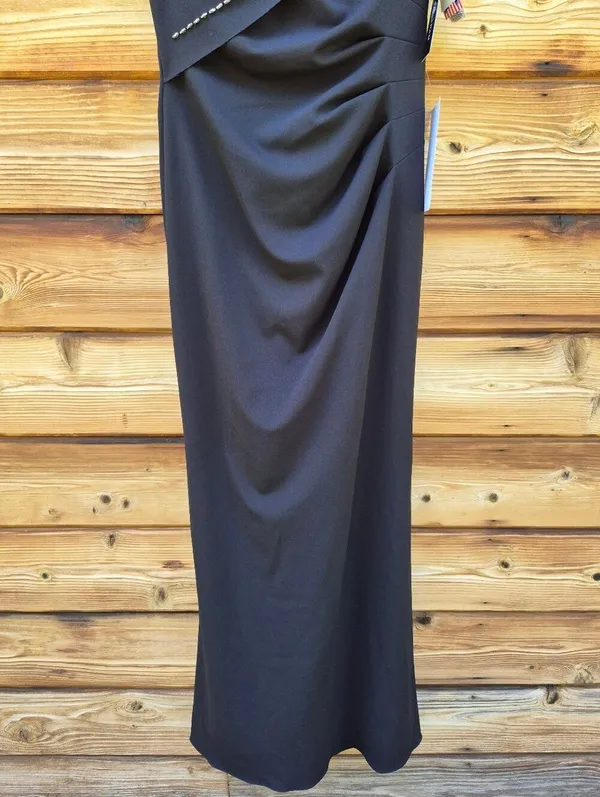 NWT Betsy & Adam Black Long Scuba Crepe Studded Dress Gown Size 8 - Image 9