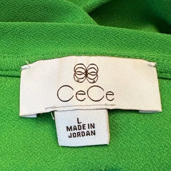 CeCe Kelly Green Floral Puff Sleeve Blouse‎ Crepe Business Casual Size Large - Image 4