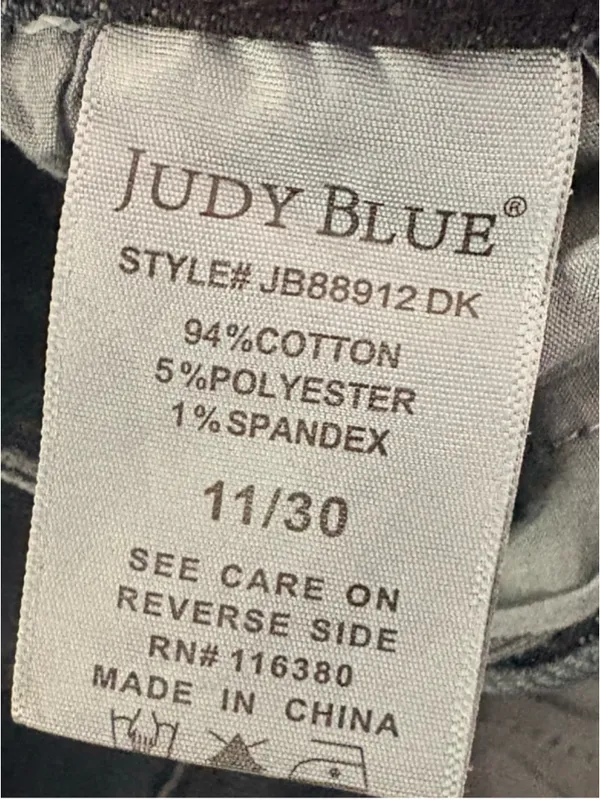 Judy Blue “BEST DAY” Button Fly High Rise Straight Leg Size 11/30 Dark Blue - Image 6