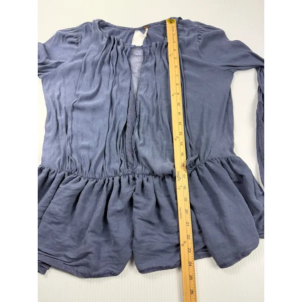 Free People Tunic Top Ruffle Hem Long Sleeve Blouse Flowy‎ XS - Image 4