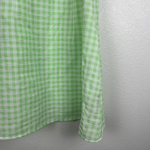 H&M Divided‎ Women Green Gingham Puff Sleeve Sweetheart Dress M - Image 3