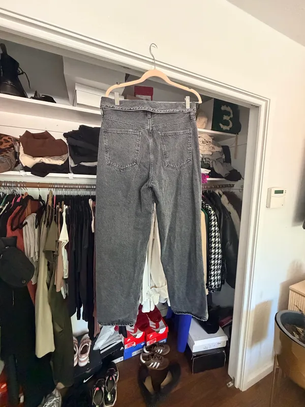 Agolde Echo Taper fold over mid waist Zephyr vintage washed black jeans 29 - Image 14
