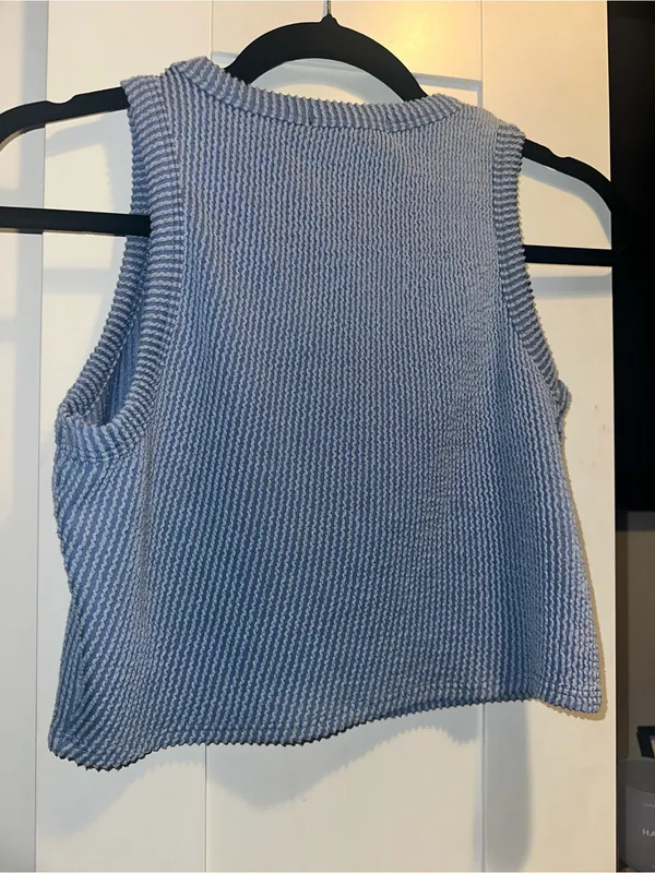 21 Saints Blue Ribbed Crop Skirt Set Size XL - Image 5