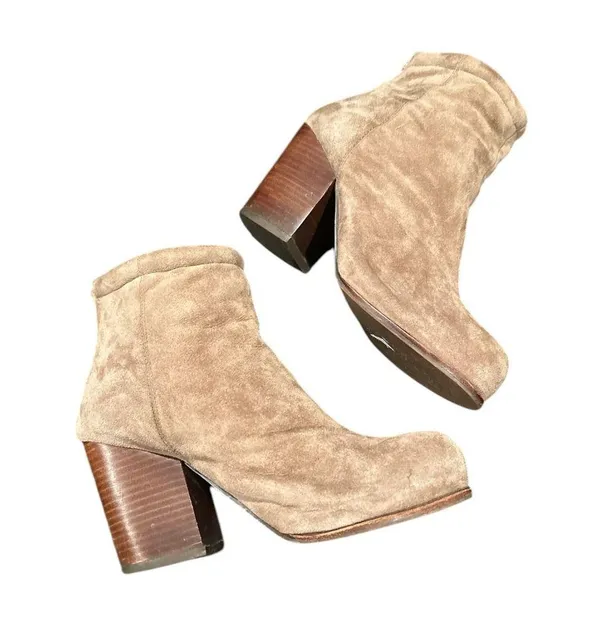 Jeffrey Campbell HAVANA LAST RUMBLES TAN SUEDE CHUNKY HEEL ANKLE BOOTIE SHOES 9 - Image 3