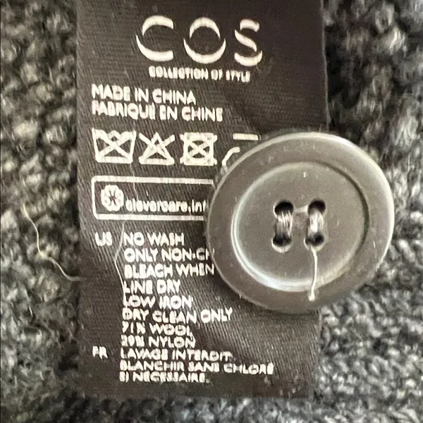 COS Longline Cardigan Sweater with Pockets Chunky Knit Wool Blend‎ Sz Small - Image 9