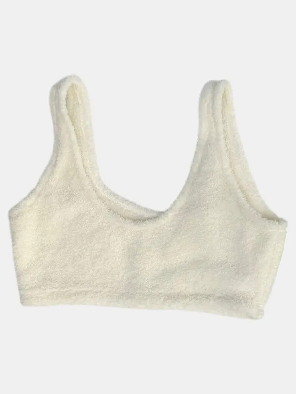 PINK by Victoria's Secret Cream Fuzzy Co-ZZZy Fleece Bralette - XL - Image 5