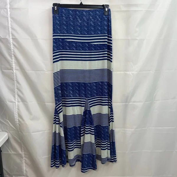Poof! Women's blue loose hem pull on‎ elastic stretch maxi casual knit skirt L - Image 3