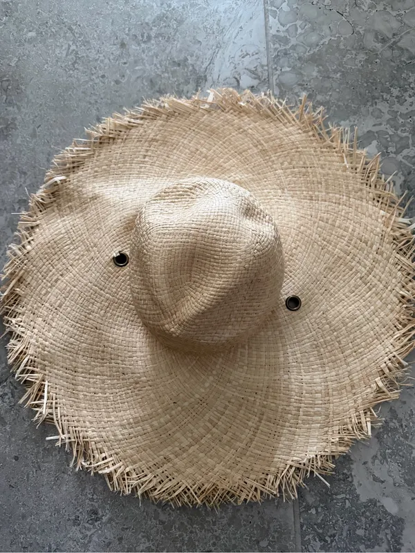 Tory Burch Natural Straw Beach Wide-Brim Sun Hat, No Scarf NEW - Image 2
