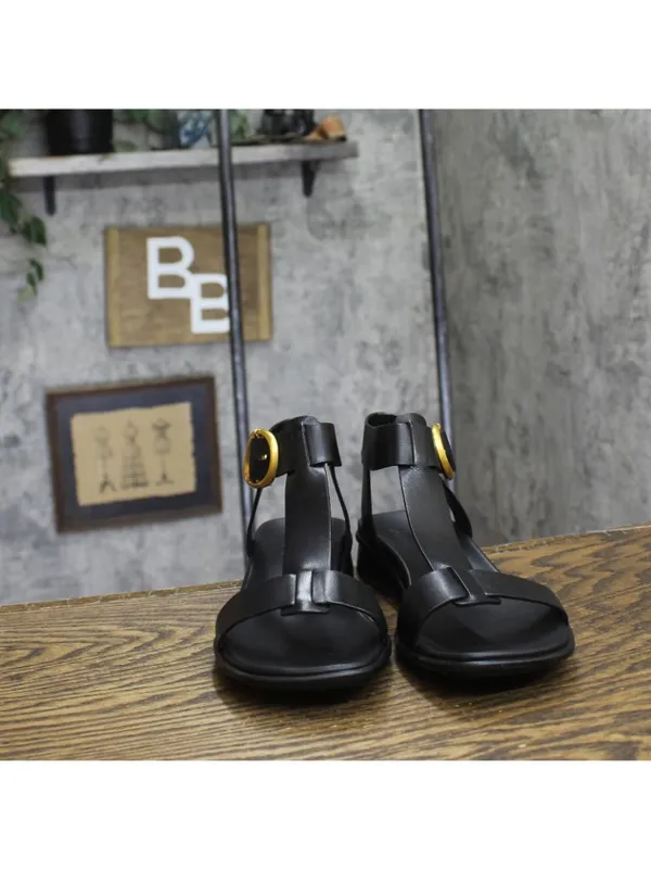 NWT Naturalizer Brandy Flat Sandal Buckle T-Strap J3367L1 Black Leather 9M - Image 10