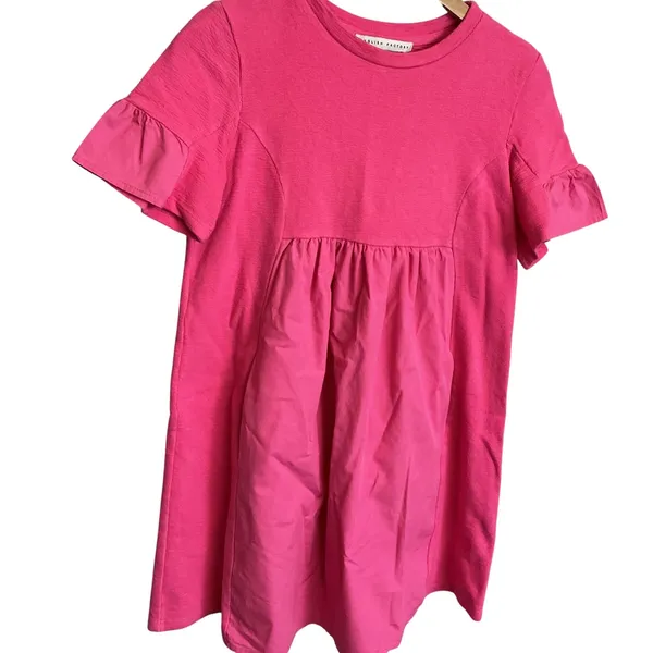English Factory Pink Mixed Media Ruffle Sleeve Babydoll Mini Dress SY218D XS - Image 6