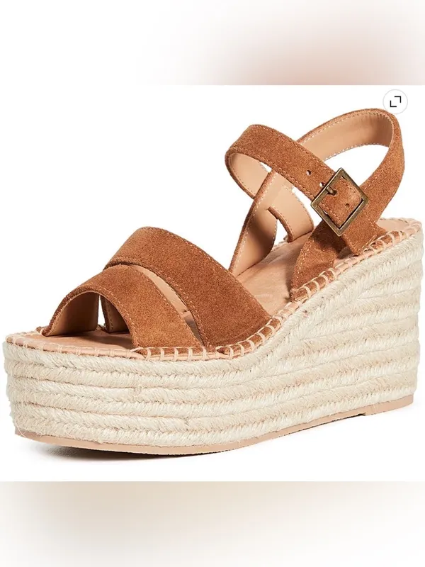 Soludos Womens Como Platform Wedge Sandals Brown suede size 6 preowned - Image 3