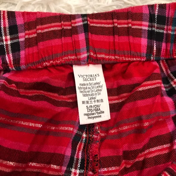 Victoria’s Secret Plaid Tartan Jogger Pajama Pants Red Pink Size Small‎ - Image 5