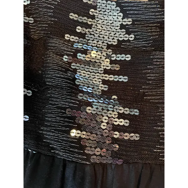 Bebe Vintage Black Sequins Bodice Mini Bubble Hem Dress Medium - Image 5