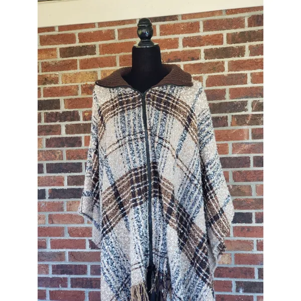 Marc New York Andrew Marc Poncho Sweater Brown & Tan New Without Tags - Image 2