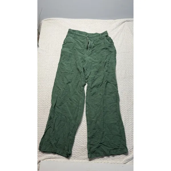 Young Fabulous & Broke Green Linen Blend Wide Leg Seam Front Pants M - Image 2