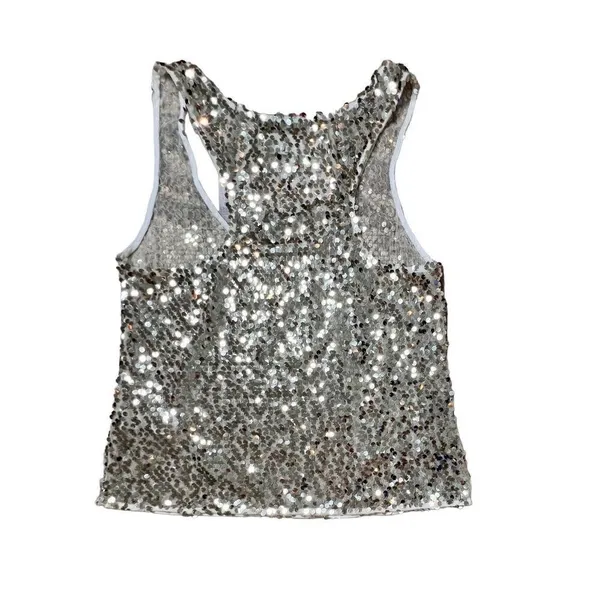 Abercrombie and Fitch Gold Sequin Tank Racer Top‎ LARGE Holiday Party NWT $88 - Image 4