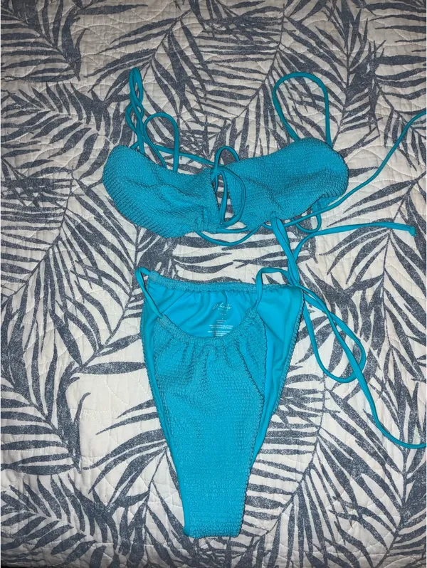 LA Hearts PacSun Scrunch Bikini Set Blue - Image 3