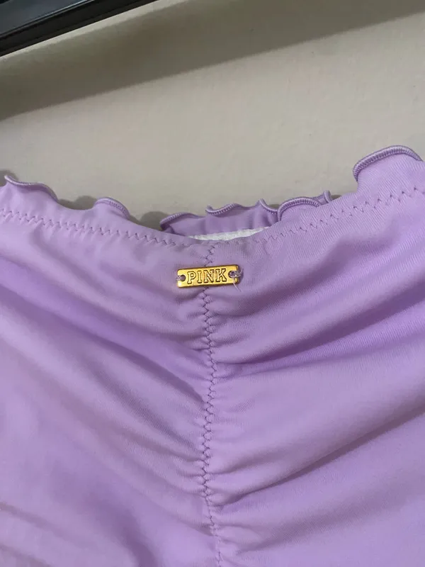 PINK Victoria's Secret Lilac Ruffle Bikini Bottoms - Image 4