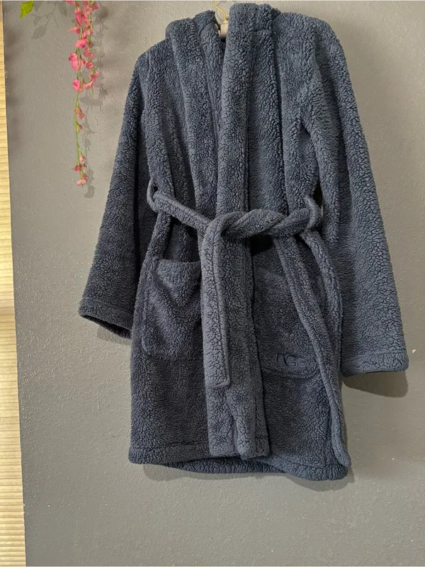 UGG Blue Sherpa Hooded Robe - Image 2