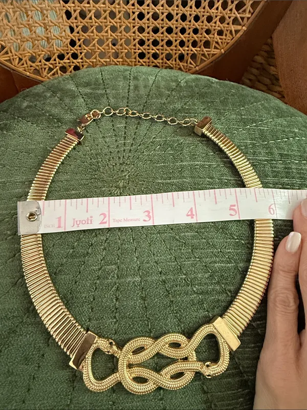 Aldo Gold Tone Love Knot Cleopatra Medusa Snake Head Dynasty Glam Necklace - Image 4