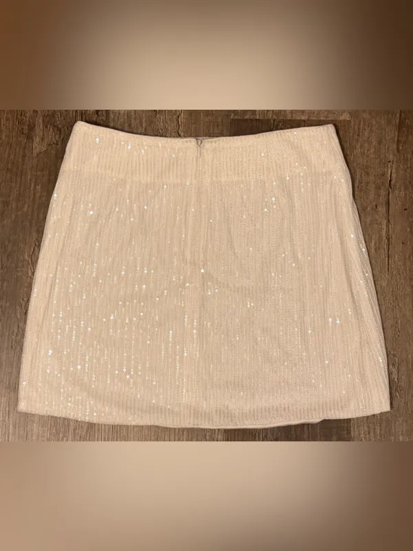 Flora Bea Sequin Mini Skirt in White Size M - Image 5