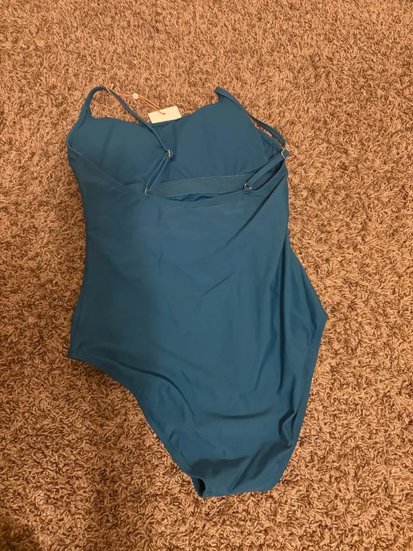 Quince Italian Cami One-Piece Swimsuit Medium Lagoon Teal Blue NEW NWT Polyamide - Image 2