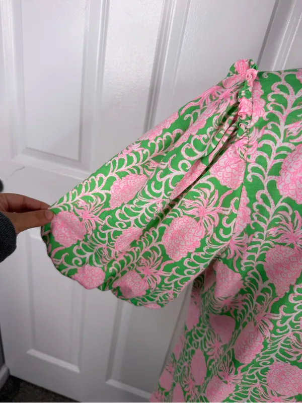 Lilly Pulitzer Size XL Pink Green Pineapple Print Cotton Shift Dress NWOT - Image 8