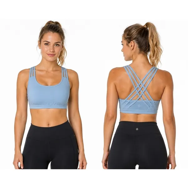 Athleta Sports Bra Women Small Blue Strappy Lattice Back Yoga Running Athleisure - Image 2