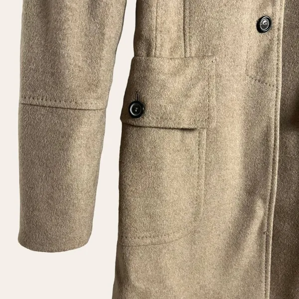 Zara Taupe Brown Single Breasted Wool Blend Over Coat Size Small - Image 6