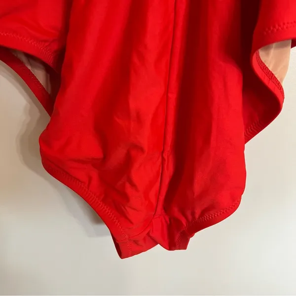 Women’s J. Crew Ruffle‎ Scoopback One Piece Swimsuit Size 16 Red Beach Summer - Image 12