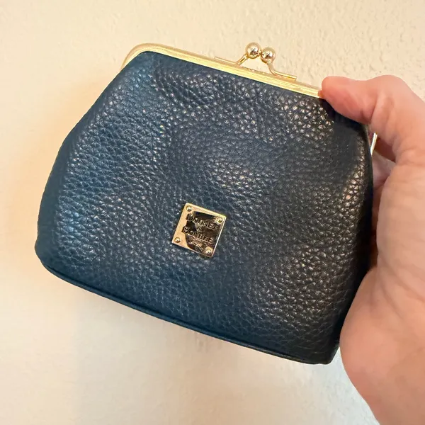 Dooney & Bourke Womens Coin Purse OS Blue Leather Kiss Lock Card Case Wallet - Image 4