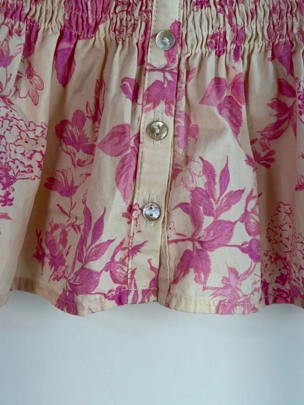 Olivaceous Pink Floral Smocked Strapless Peplum Top Size S - Image 3