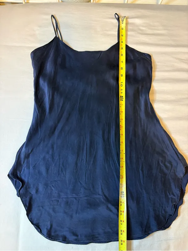 Vintage Victoria’s Secret Gold Label 100% Silk Navy Slip Dress S 90s - Image 7