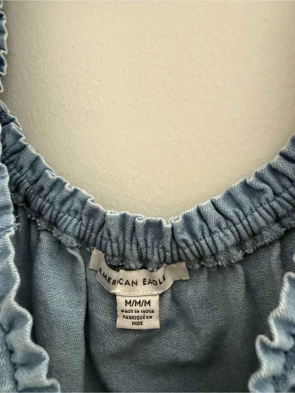 American Eagle Light Blue Embroidered Peasant Top - Women's - Image 3
