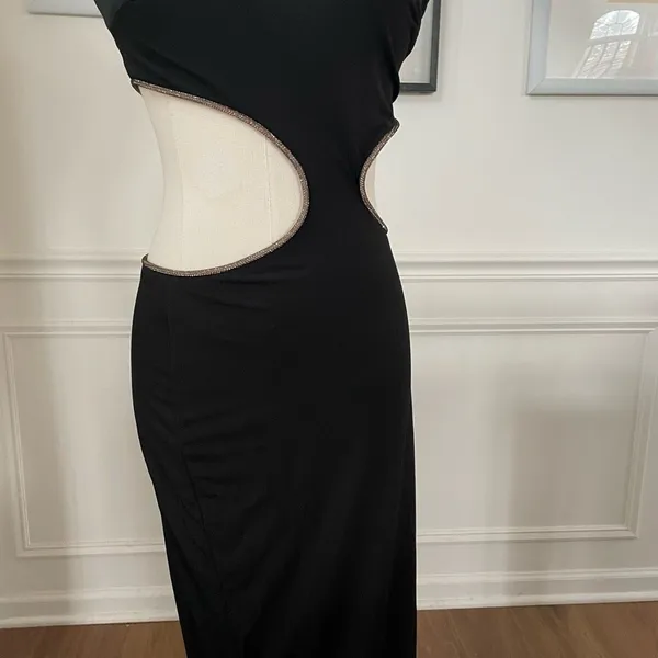 NWT Saints & Secrets Dress Gown Cut Out Strapless Black Copper Bling M - Image 6