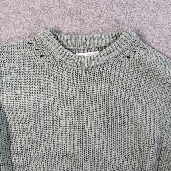 Altar'd State Women's Medium Sage Green Chunky Knit Sweater Cut Out High Low - Image 4