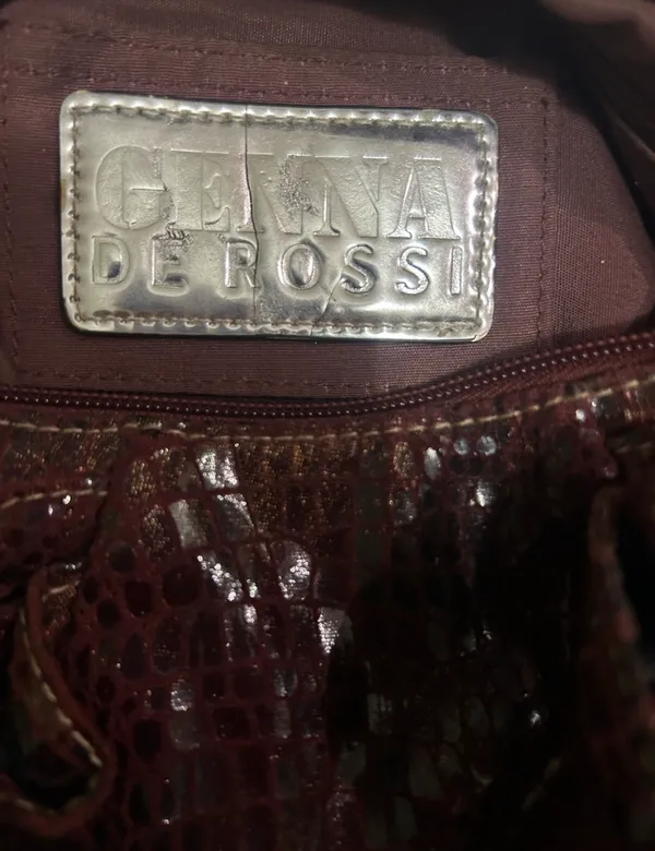 Vintage Genna De Rossi Faux-Croc Ruffle Shoulder Bag - Image 3