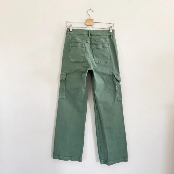 Ann Taylor LOFT High Rise Wide Leg Utility Jeans Army Green Mountain Rosemary - Image 4
