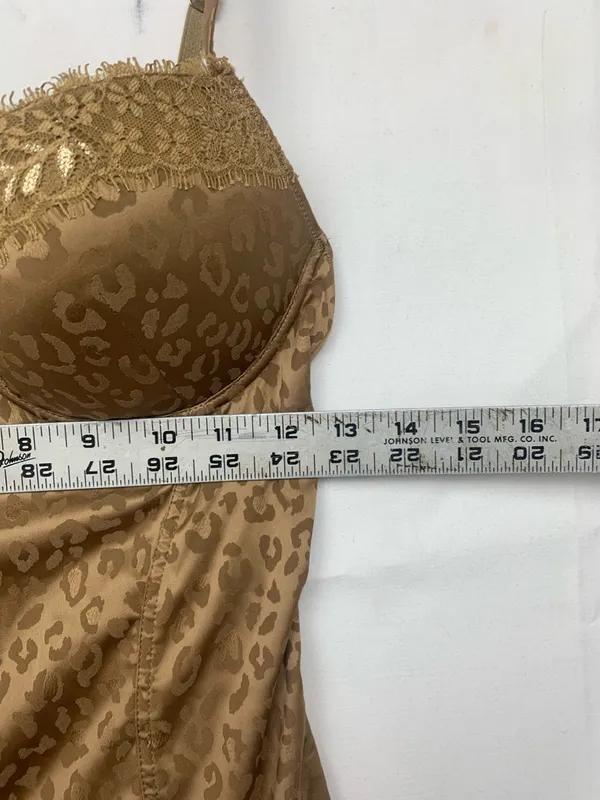 Intimissi size 36 C new Leopard Print Satin Bustier Camisole Garter Straps gold - Image 6