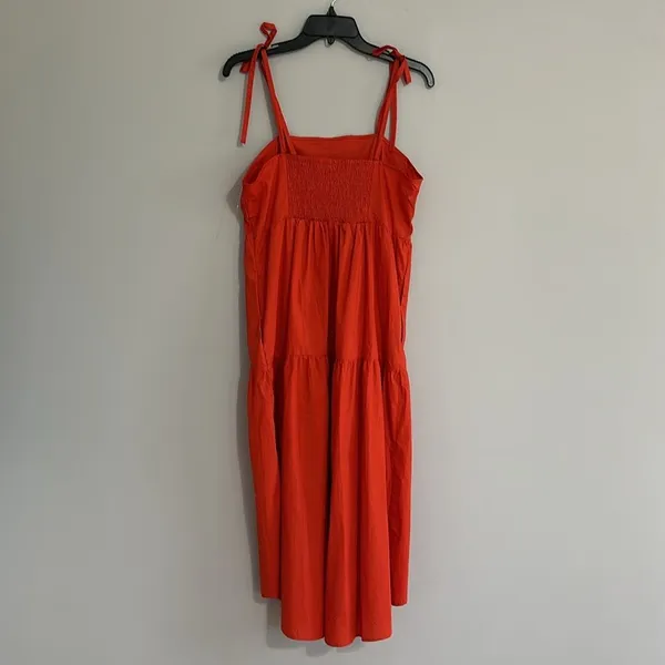 Who What Wear Womens Tiered Boho maxi Dress Size M Orange Striped Peasant Gypsy - Image 2