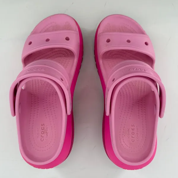 Crocs Classic Mega Crush Sandals Pink Women 7 Chunky Platform Y2K Statement - Image 4