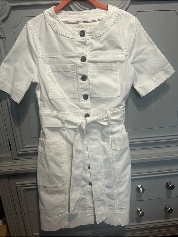 Boden Short-Sleeve Button-Front Tie-Waist Dress - Image 4