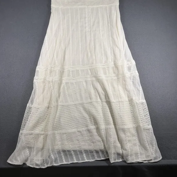 Taylor Dress Womens 10 White Embroidered Lace Fit Flare Maxi Sleeveless Lined - Image 11
